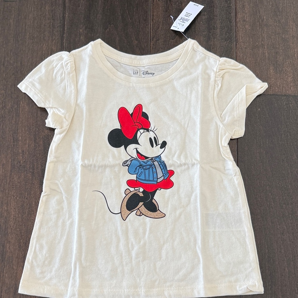 GAP Kids White Tee with Minnie Mouse Design with sparkling accents